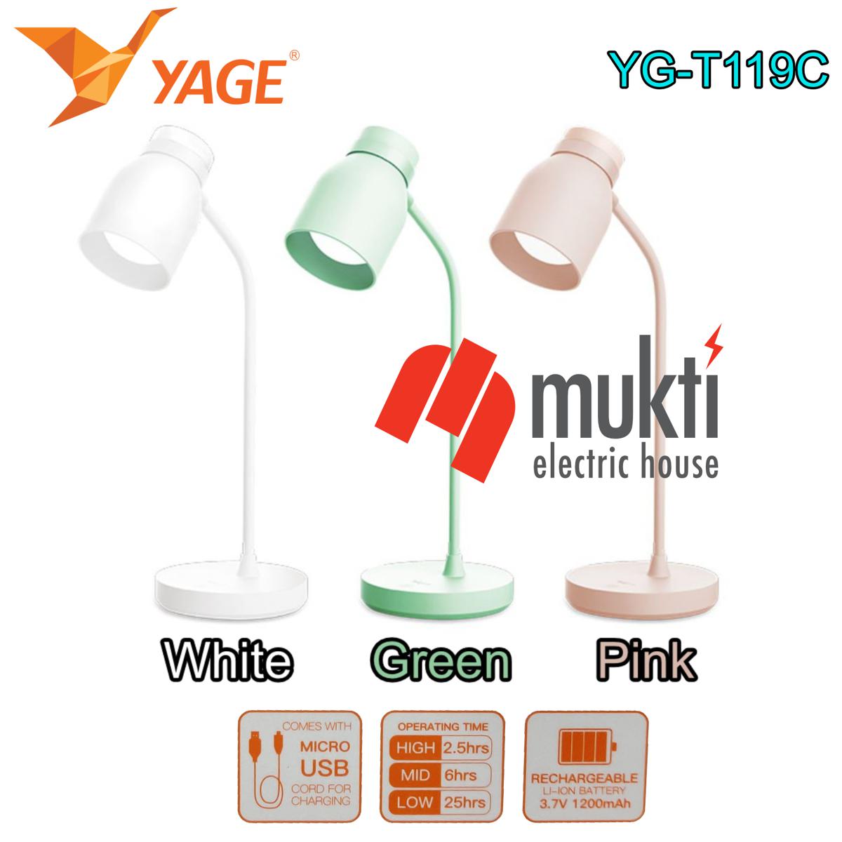 YAGE T119C Table Lamp Warm Soft Light 3 Mode Rechargeable USB Desk Lamps Eye Protection Care LED Reading Night Touch Control White Pink Green Color