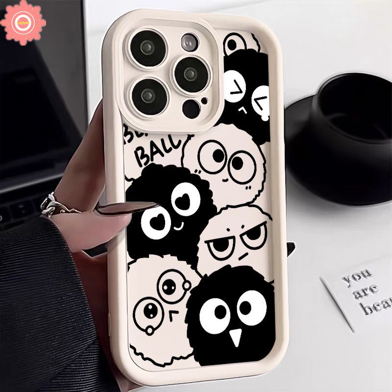 Different Expressions Black Coal Balls Case Compatible For IPhone 7Plus 15 11 12 14 13 Pro Max XR X XS Max 7 15 8 6S 6 Plus SE 2020 Angel Eyes Shockproof Soft Cover