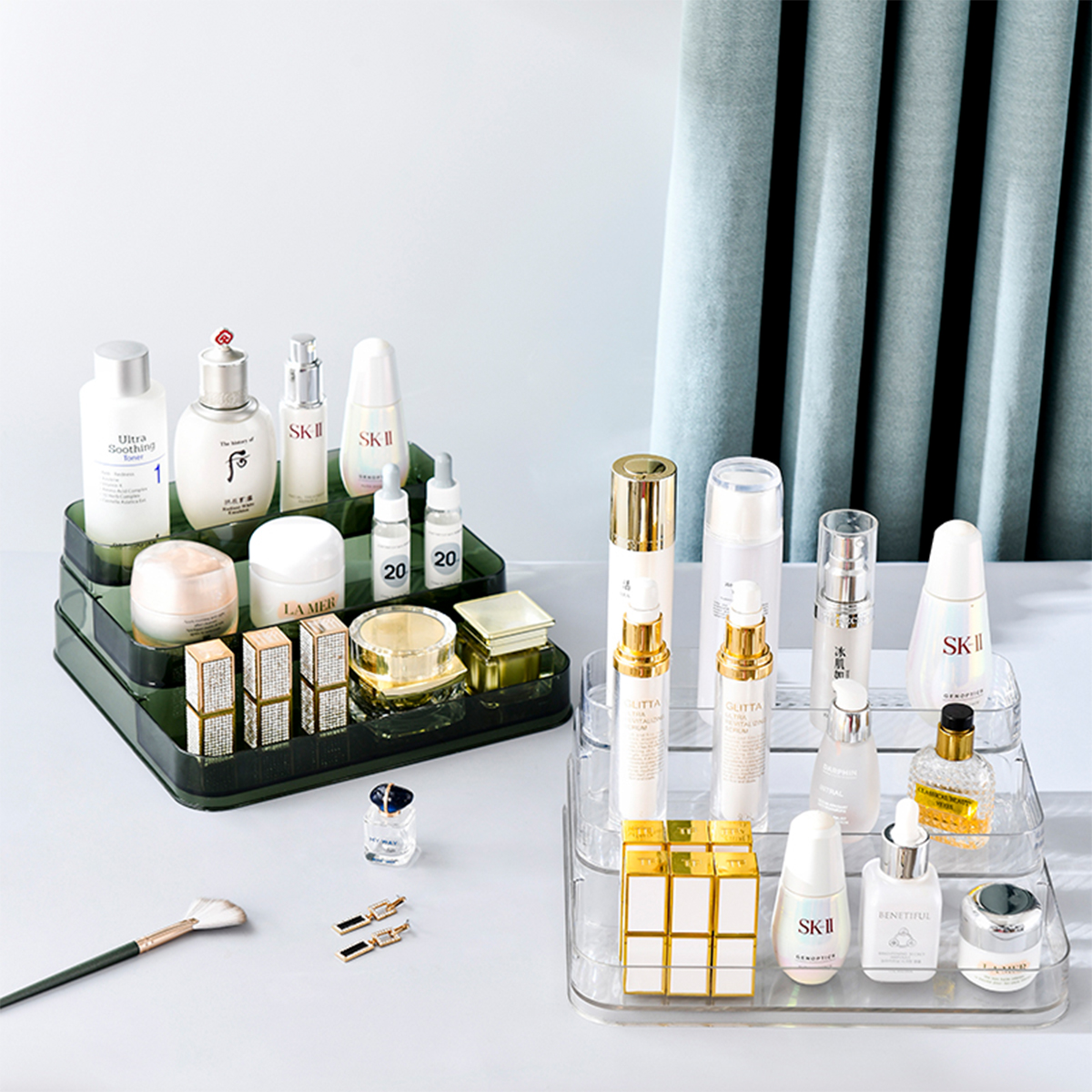 Locaupin Clear Multilayer Cosmetic Display Organizer Skincare Storage Case Vanity Countertop Perfume Lotion Stand Holder. 