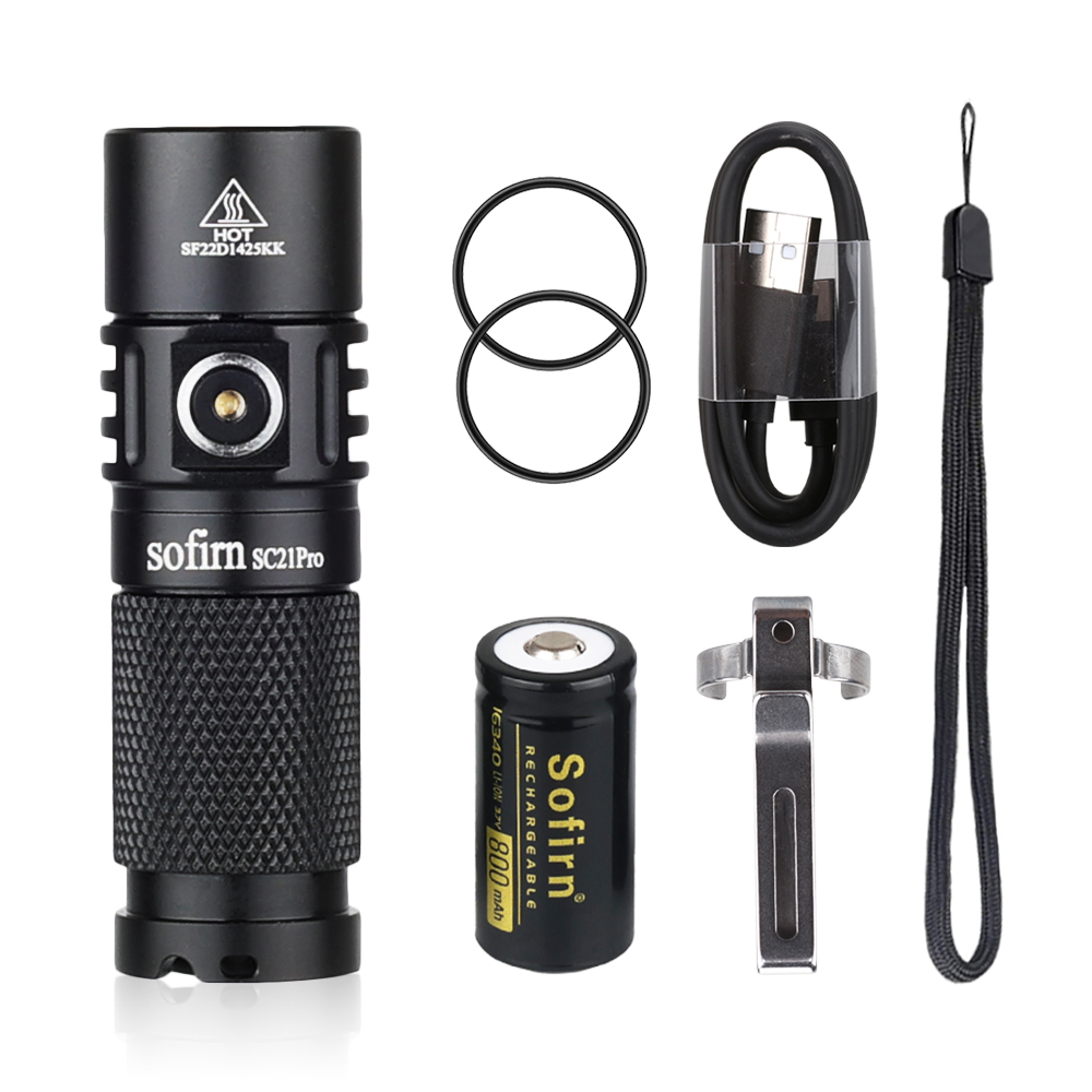 Sofirn SC21 Pro Mini Powerful LED Flashlight Anduril 2.0 16340 USB C Rechargeable 1100lm LH351D 90CRI. 