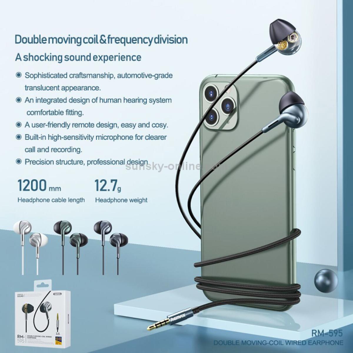 Remax dual discount moving coil earphone