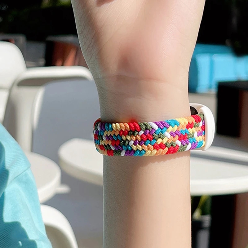 Strap for Xiaomi Mi Band 9 8 Elastic Nylon Braided Solo Loop Adjustable Buckle Replacement correa bracelet for Miband 4 3 5 6 7. 