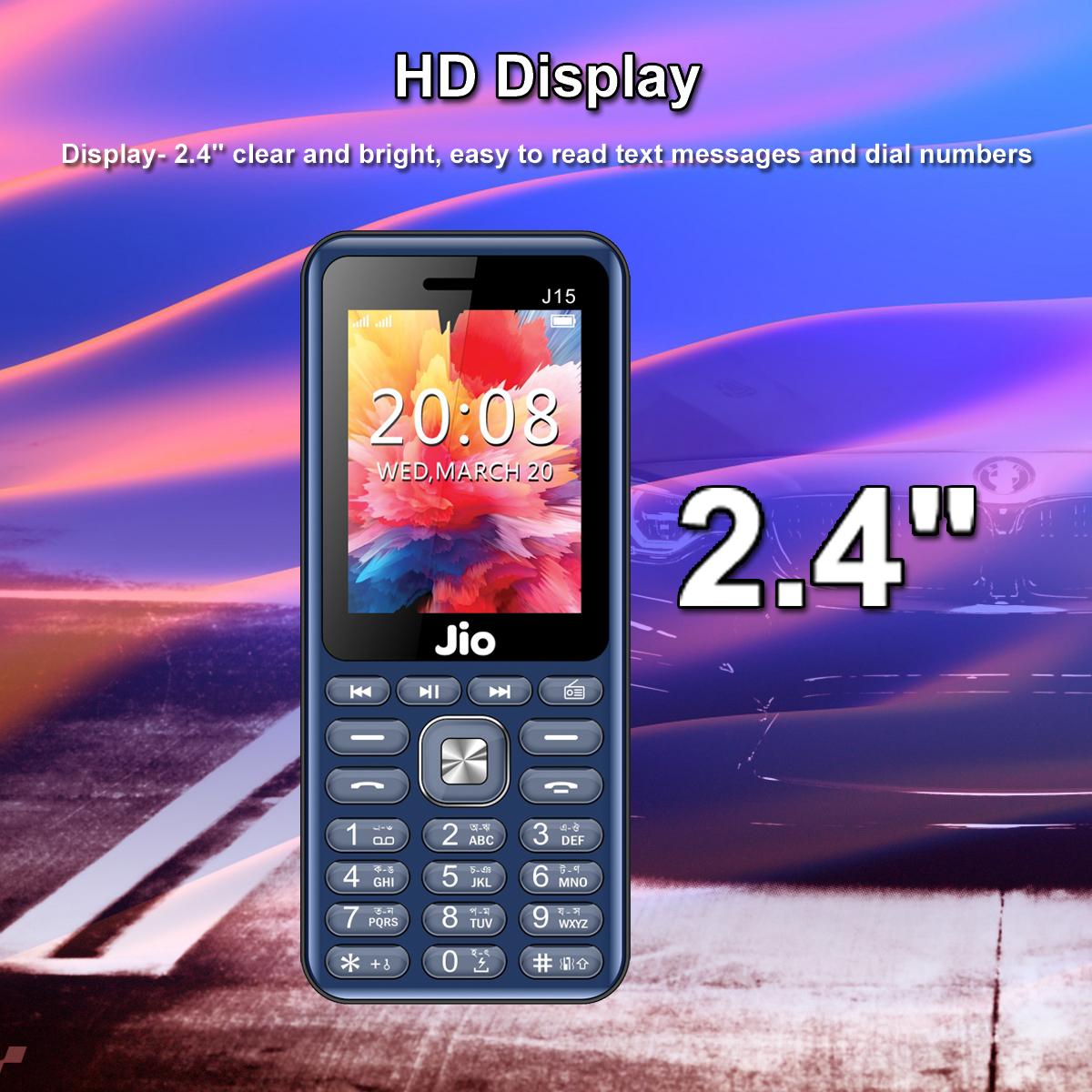 Jio J15 Max Dual SIM 2400mAh Feature Phone Display-2.4 Camera-VGA Big Torch Light Wireless FM Radio. 