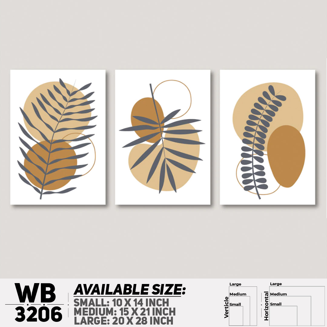 Modern Leaf ArtWork (Set of 3) Wall Canvas For Home Decoration Wall Canvas Painting Canvas Art - WB3206 - Zoom Decor - Minimalistic Sophistication