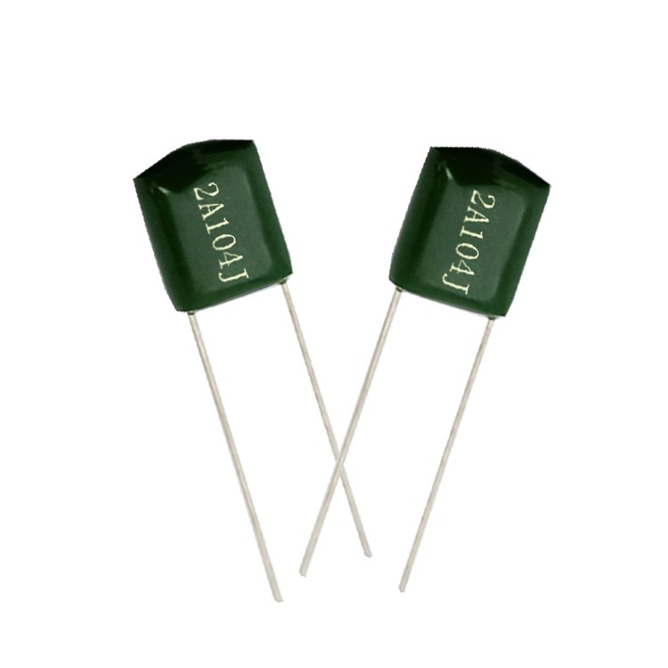 10Pcs- MYLAR 100V 2A104J GREEN Color Mylar 2A104J 104J 100V Polyester Film Capacitor Metallized 100nF Polypropylene Capacitors 2 Pin Leads Connections Leg. 