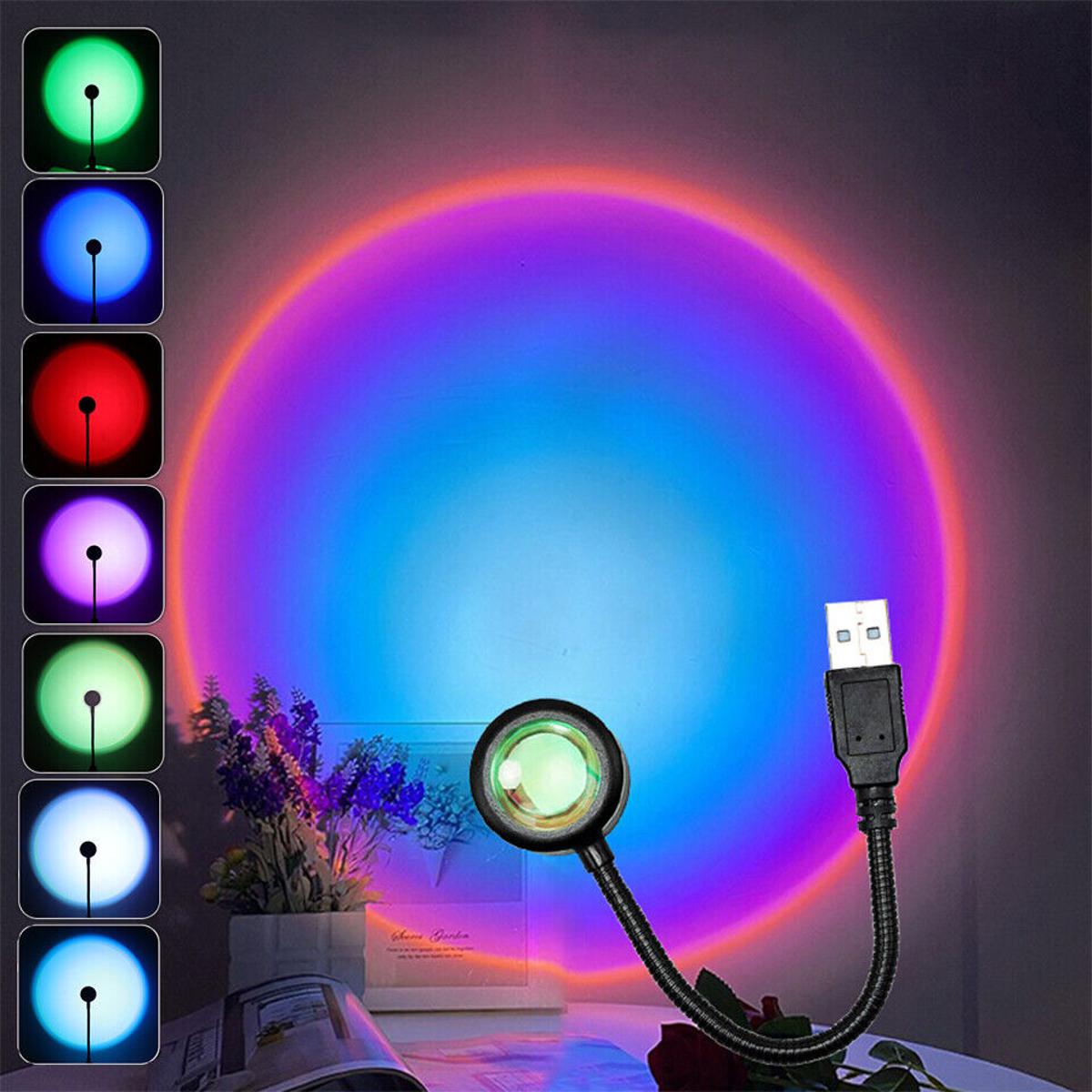 USB Sunset Night Light Mobile Phone Self Photography Laptop Light LED Rainbow Neon Night Light Projector Photography Wall Atmosphere Light