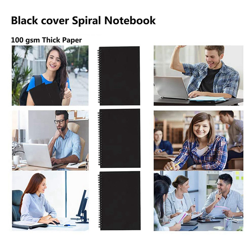 15Pcs A5 Black Spiral Notebook Blank Sketchbook Unruled Journal Pack Thick Blank Paper 50 Sheet 100 Unlined Pages. 