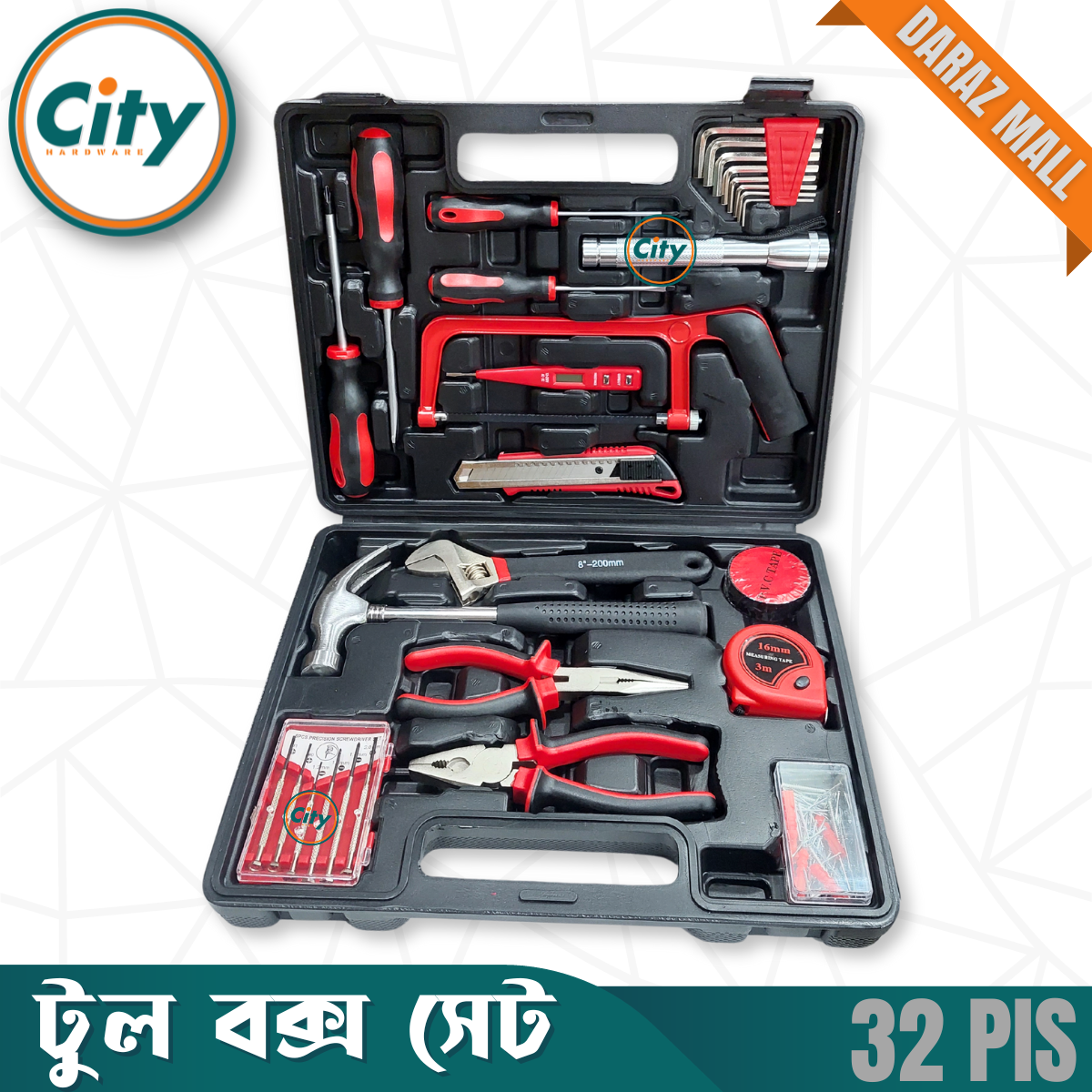 32 Piece Tool Box Set Home Hardware Hand Tools Set Portable Tool Kit