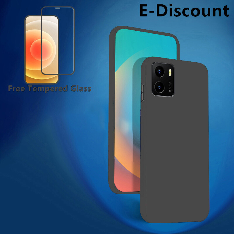 For VIVO Y01 Soft Case + Free Tempered Glass Screen Protector Matte Silicone VIVO Y01 Back Cover. 
