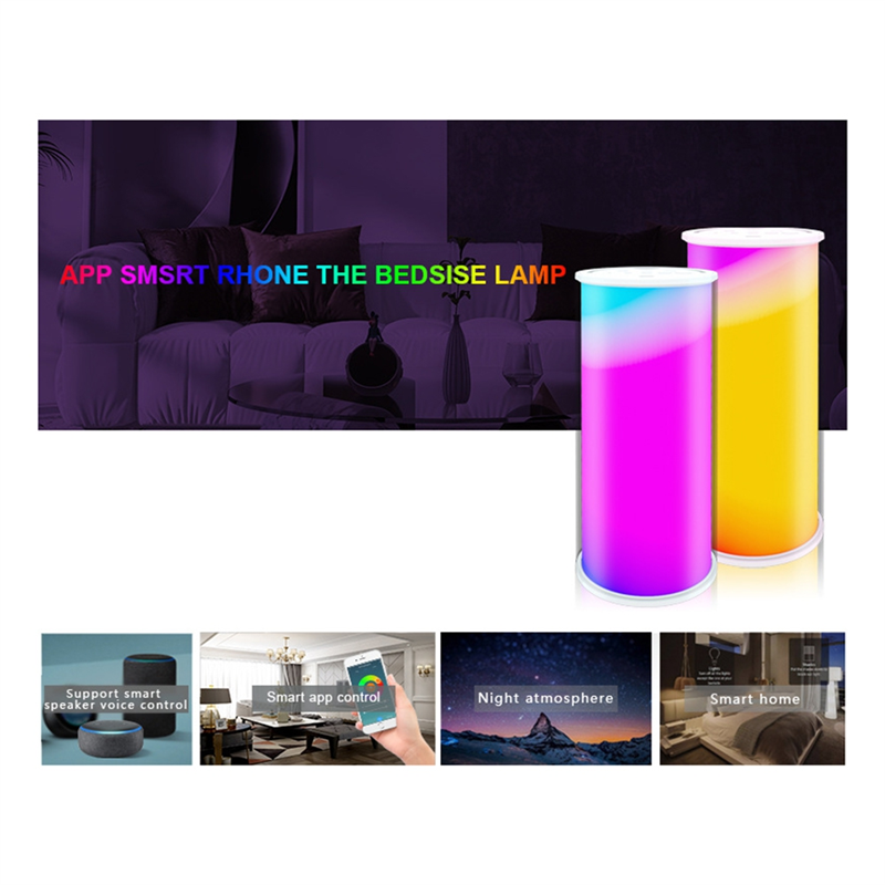 Tuya Smart WiFi Table Lamp RGBW Dimmable 12LED Light Touch Control Bedside Night Light for Alexa Home. 