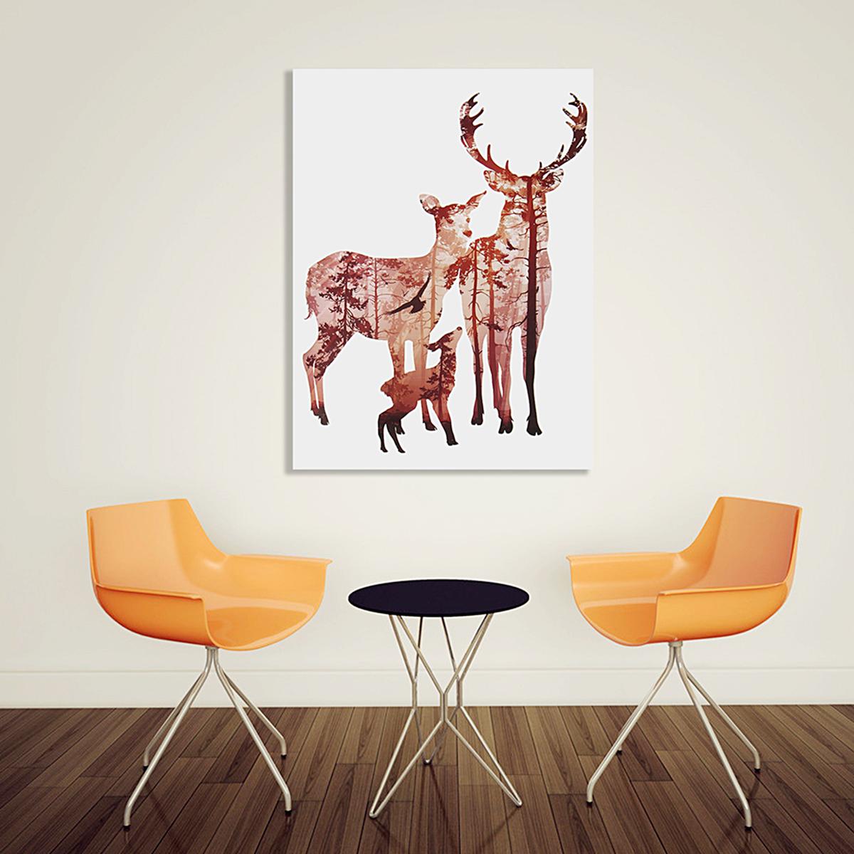Unframed Modern Abstract Deer Painting Canvas Print Wall Art Decoration 50x60cm. 