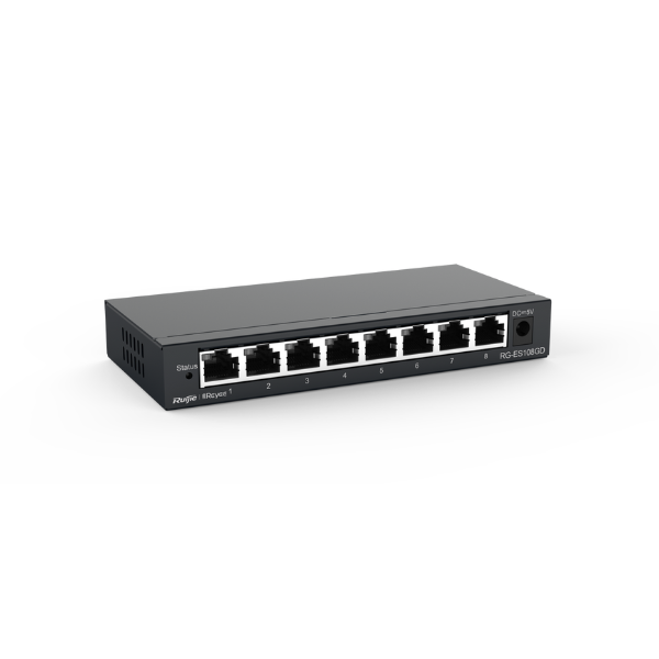 Ruijie RG-ES108GD 8-Port 10/100/1000M Gigabit Unmanaged Switch. 