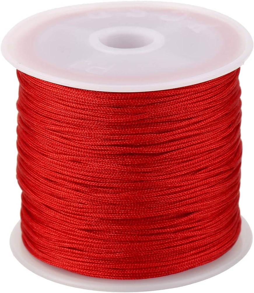 1mm Red Polyester Cord Satin String / Glazy Cord for Craft, Chinese Knotting, Necklaces, Bracelet Jewelry Making