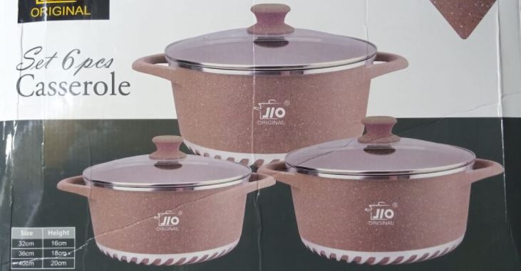 JIO SET 6PCS CASSEROLE COOKWARE SET. 