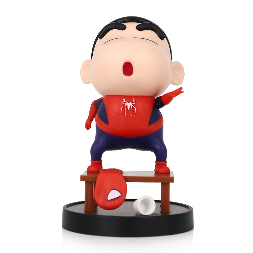 Cross-border toys crayon Xiaoxin animation figure superhero Spider-Man Superman figure ornament car scenery. 