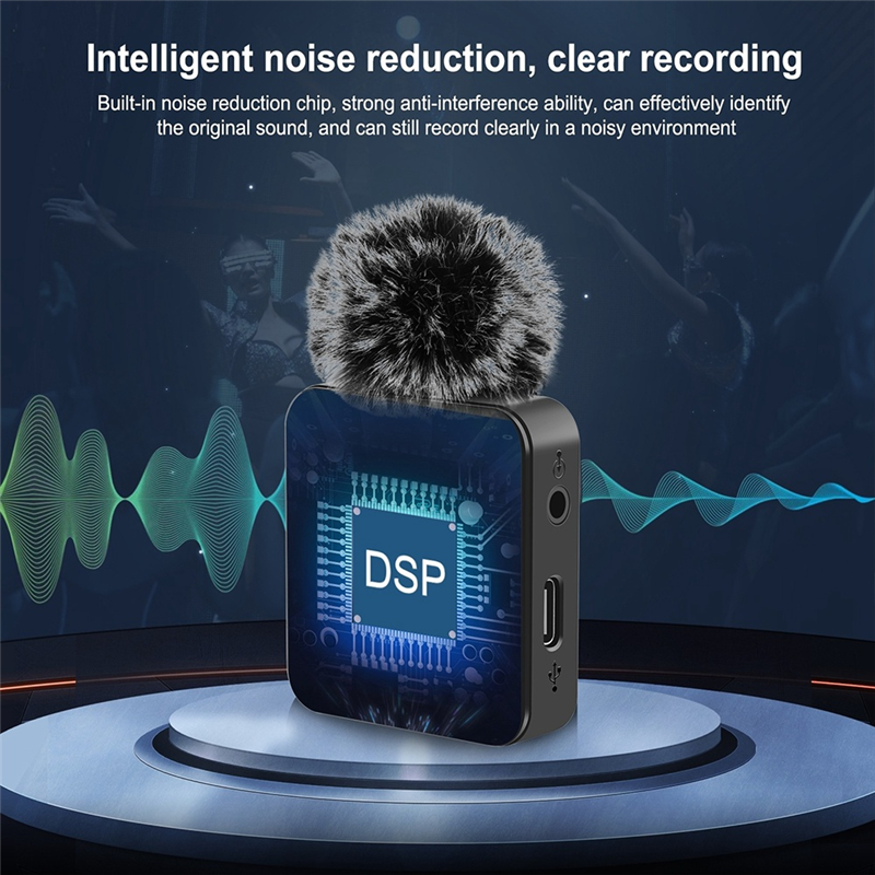 PULUZ Wireless Lavalier Microphone Black Wireless Lavalier Microphone C-One for Two (Rechargeable Version). 