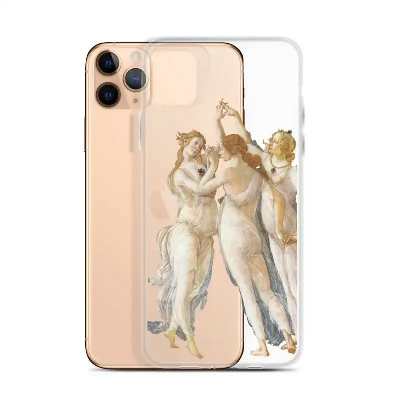 【Emotion HENG】Renaissance transparent art lover phone case for iPhone 14 13 12 11 pro Max Xs XR 7 8 plus bottcelli primevera TPU back cover. 