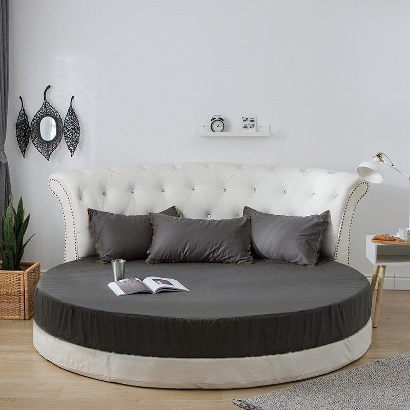 100% Cotton Fitted Sheet Round Hotel Home Extra Soft Round Bed Sheets and Pillowcases Pure Cotton Bedsheet with Elastic Straps. 