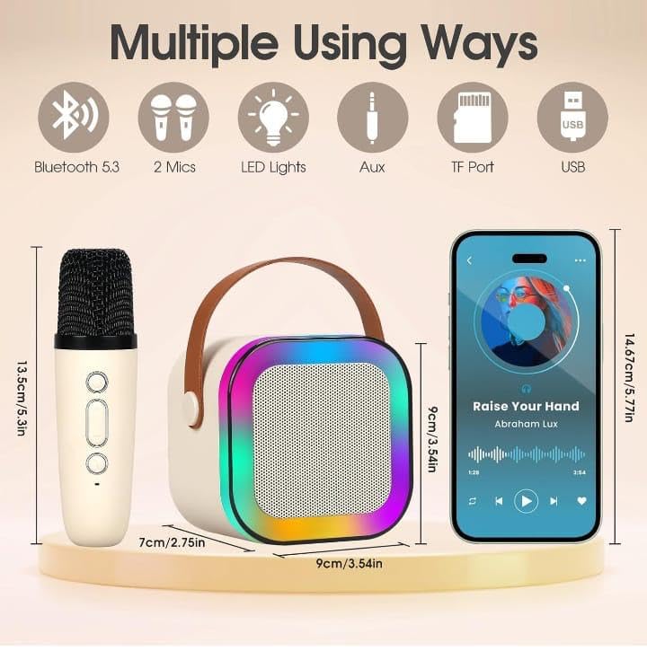 K12 Speaker Bluetooth Wireless Karaoke Mic Multi-Compatibility Modes, Rgb Lights