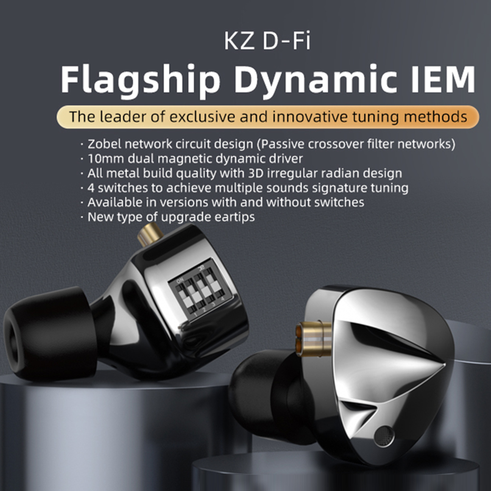 KZ DFi D-Fi Wired Best In Ear IEMs HiFi Earphones 4 Level Tuning Switches Innovative Precise Method Dynamic Headphone Monitor. 