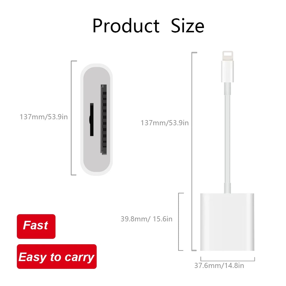 2 in 1 Lightning USB HUB Card Reader for Miro Mini SD card / SD card Flash Adapter / Card Reader with 2 Slot for iPhone/iPad. 