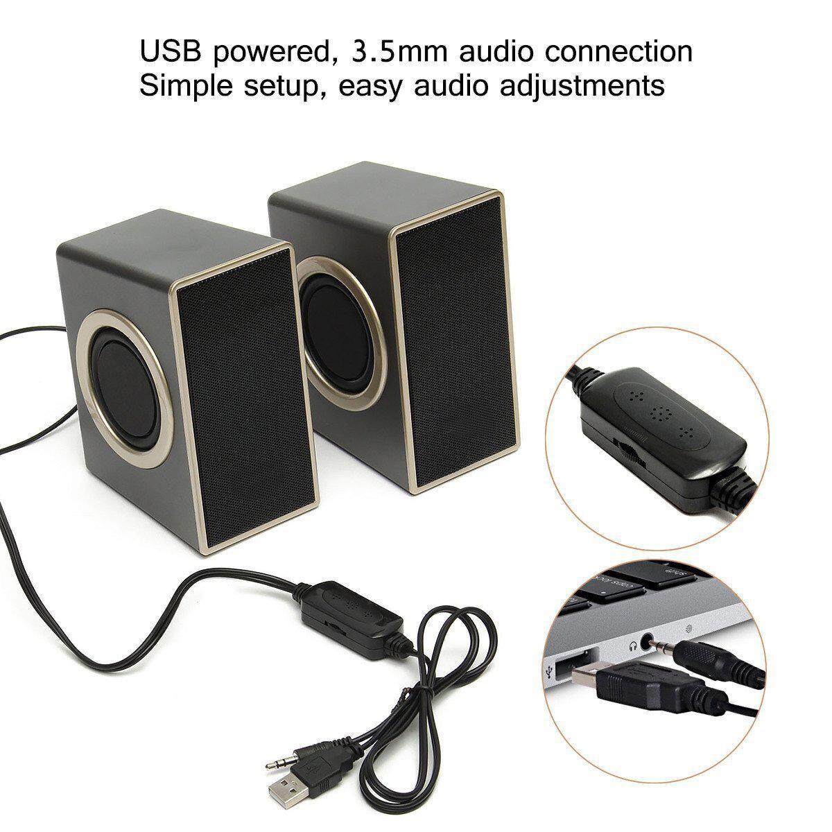 USB Speakers ELEGIANT USB Powered Computer Speakers Stereo Sound With 4 Single Bass Diaphragms And 3.5mm Audio Jack For PC. 