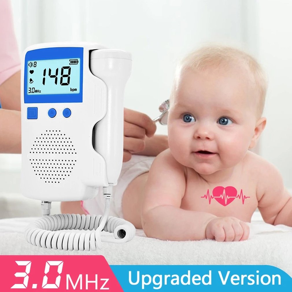 Professional Safe Fetal Doppler 3MHz Probe Heart Beat Monitor Backlight LCD Display Fetal Sound Heart Rate Detector No Radiation. 