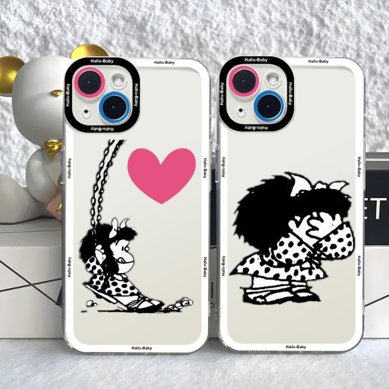 Cartoon Mafalda Phone Case Case For IPhone 15 14 13 12 11 Pro Max Mini XS X XR SE 7 8 Plus Soft Angel Eyes Cover