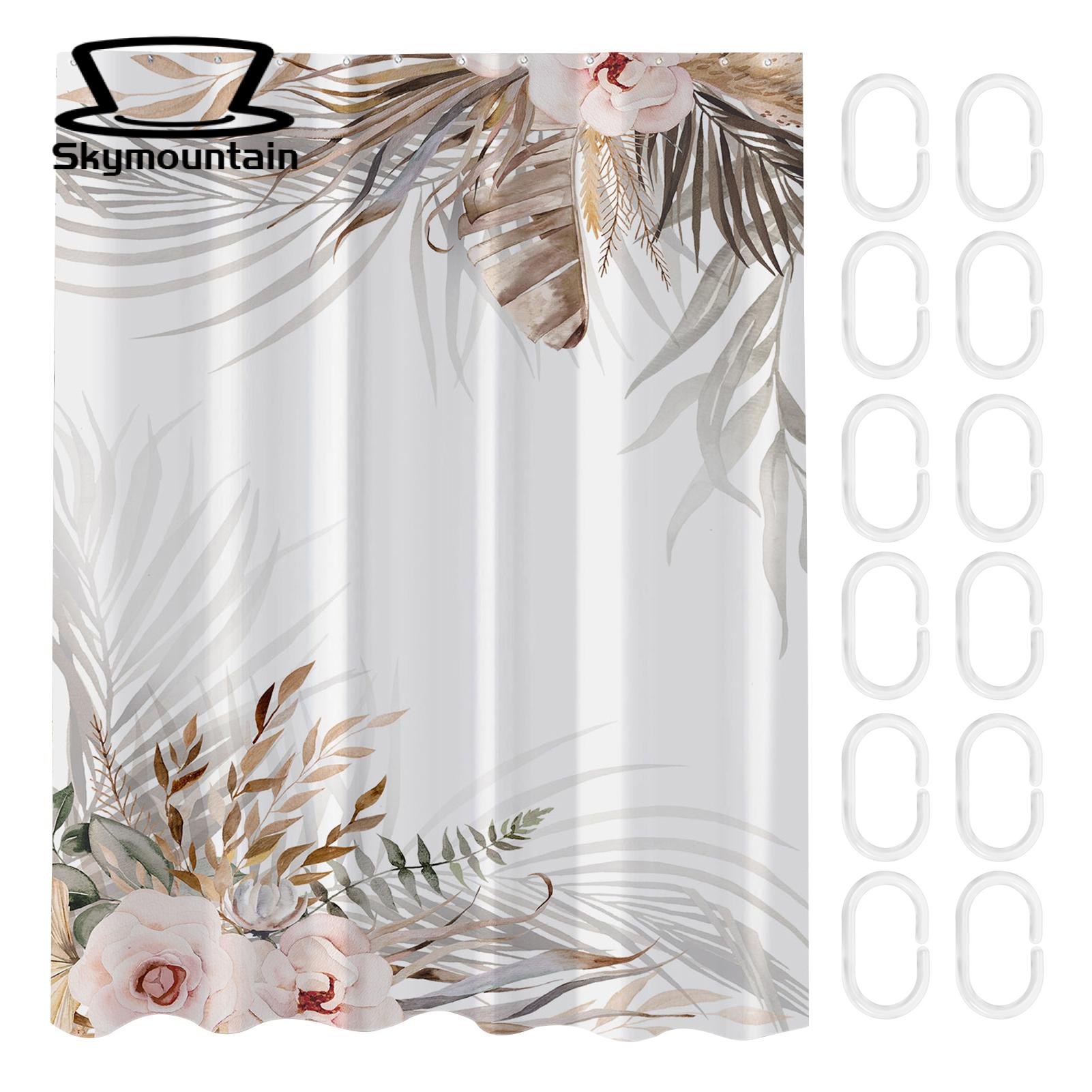 Shower Curtain with Vibrant Colors Tropical Botanical Banana Leaf Shower Curtain Set with Hooks Mhine Washable lyester Fabric Bathroom Curtain for Di l P ted Bathroom Curtain. 