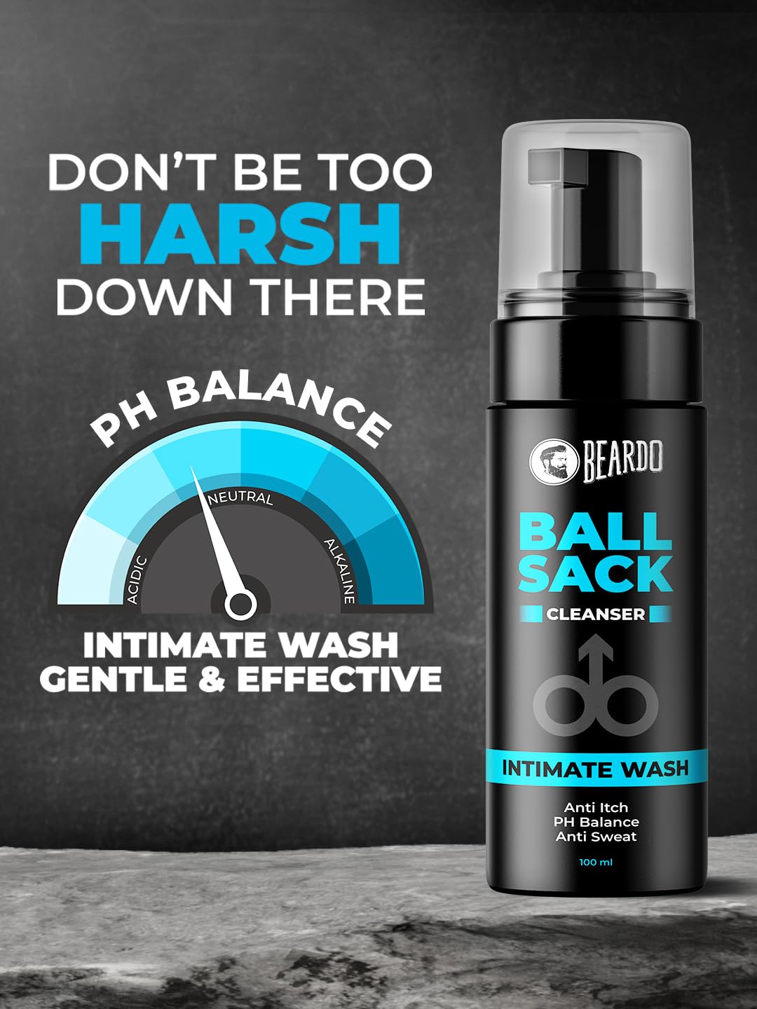 Beardo Ball Sack Intimate Wash For Men, 100ml | Prevent Odour, Itch, Sweating | No Dryness No Irritation | PH Balance Intimate Foaming Cleanser For Men. 