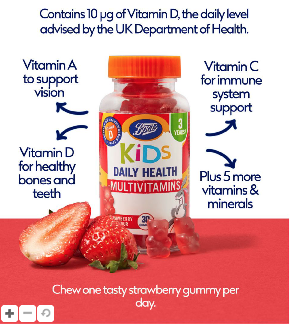 Boots Kids Daily Health Multivitamins Strawberry Flavour - 30 Gummies UK. 