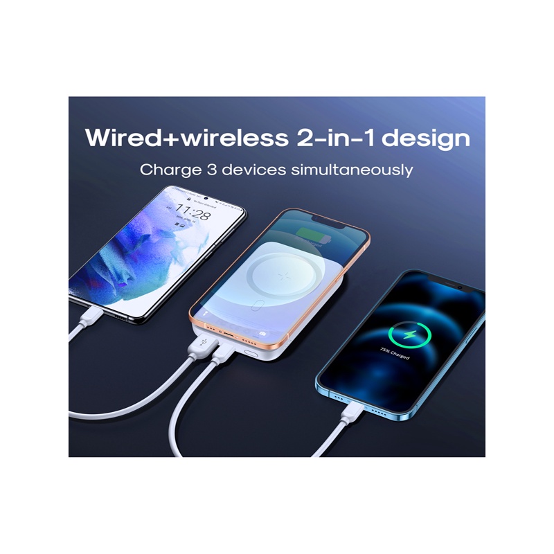 JOYROOM JR-W020 Mini Power Bank 10000mAh 1 Input 3 Output with Magnetic Wireless MagSafe 20W PD Fast Charging. 
