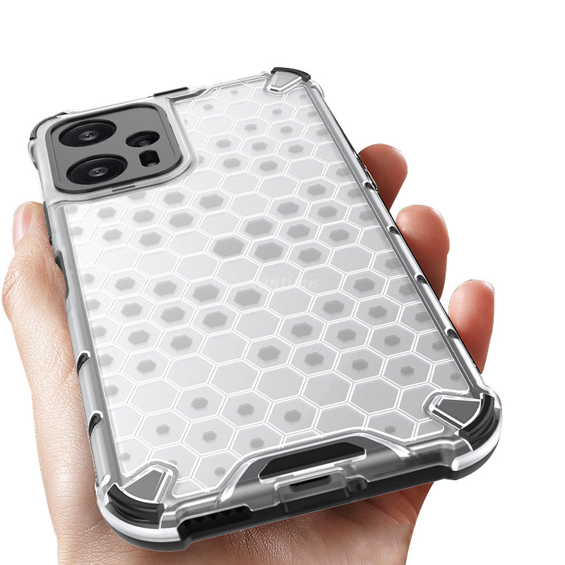Vantime for Xiaomi Poco F5/Redmi Note 12 turbo 5g honeycomb case clear back anti-fingerprint cover