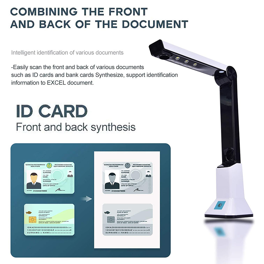Document Camera for Teachers, Portable USB Document Camera Scanner with Stand 8MP HD A4 Format Cam Photo Scanner. 
