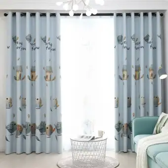 1pc Love Bird Printed Semi Blackout Curtains Windows Decor Drapes