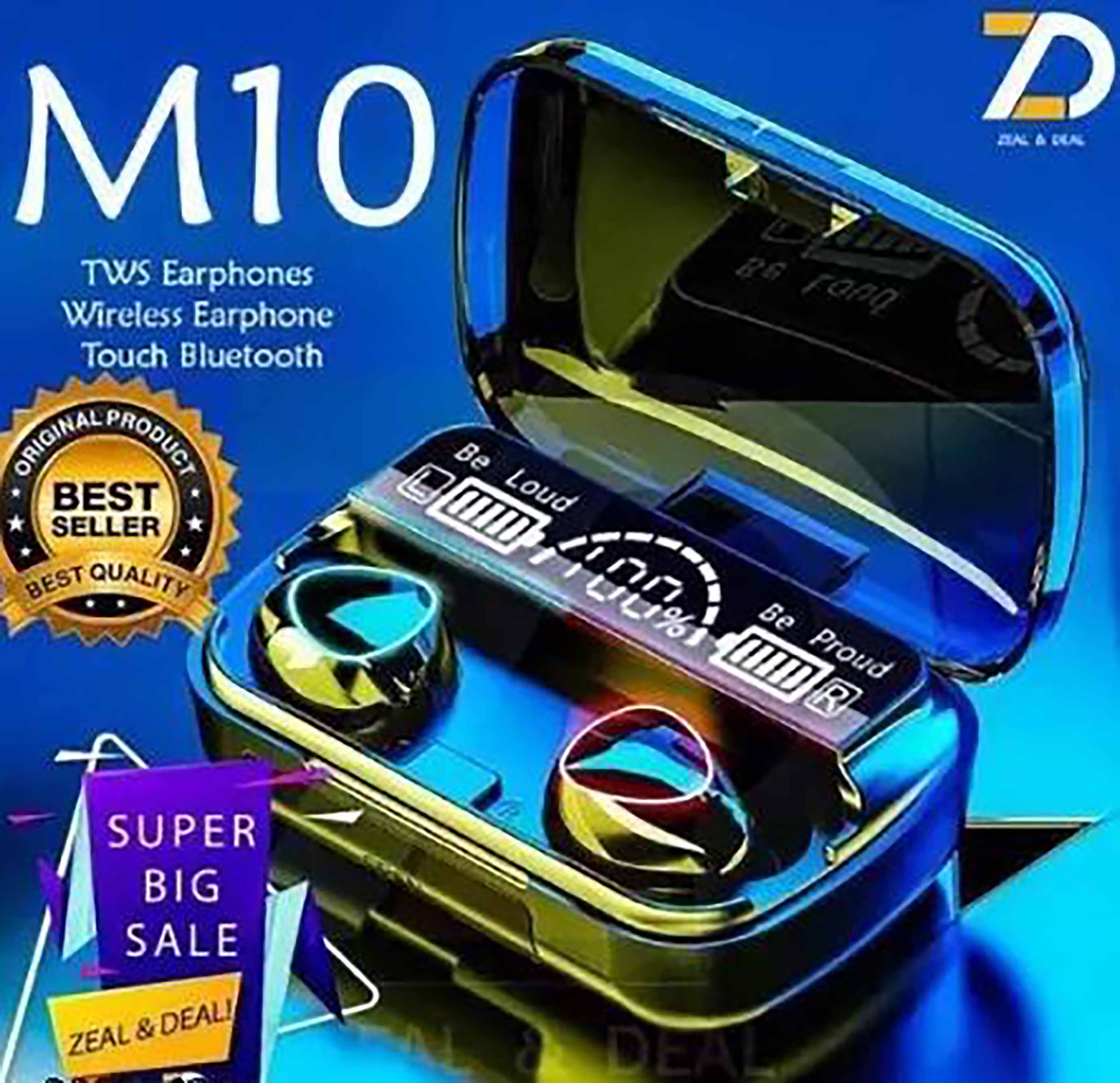 M10 Tws Wireless Earphone Touch Bluetooth Earplugs In The Ear Stereo Sport Headsets Cvc8.0 Noise Reduction Headphones With Digital Display Black Good Effect And Easy To Use - Bluetooth Headphone. 