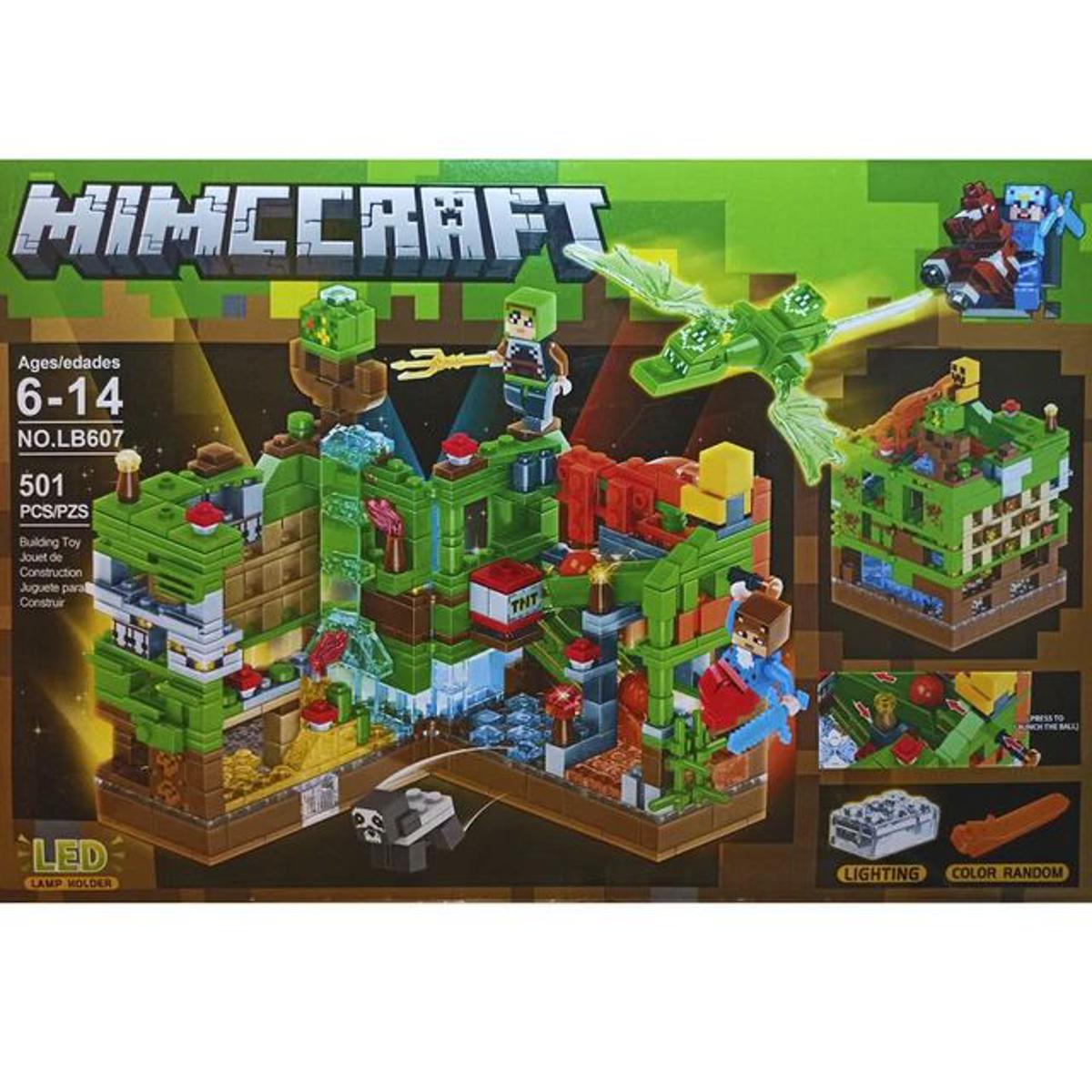 Children's constructor designer in the style of Minecraft small fortress 511 parts mini figures dolls Steve Alex spider Enderman Villager Creeper Zombi Dragon skeleton for children gift for boy DI