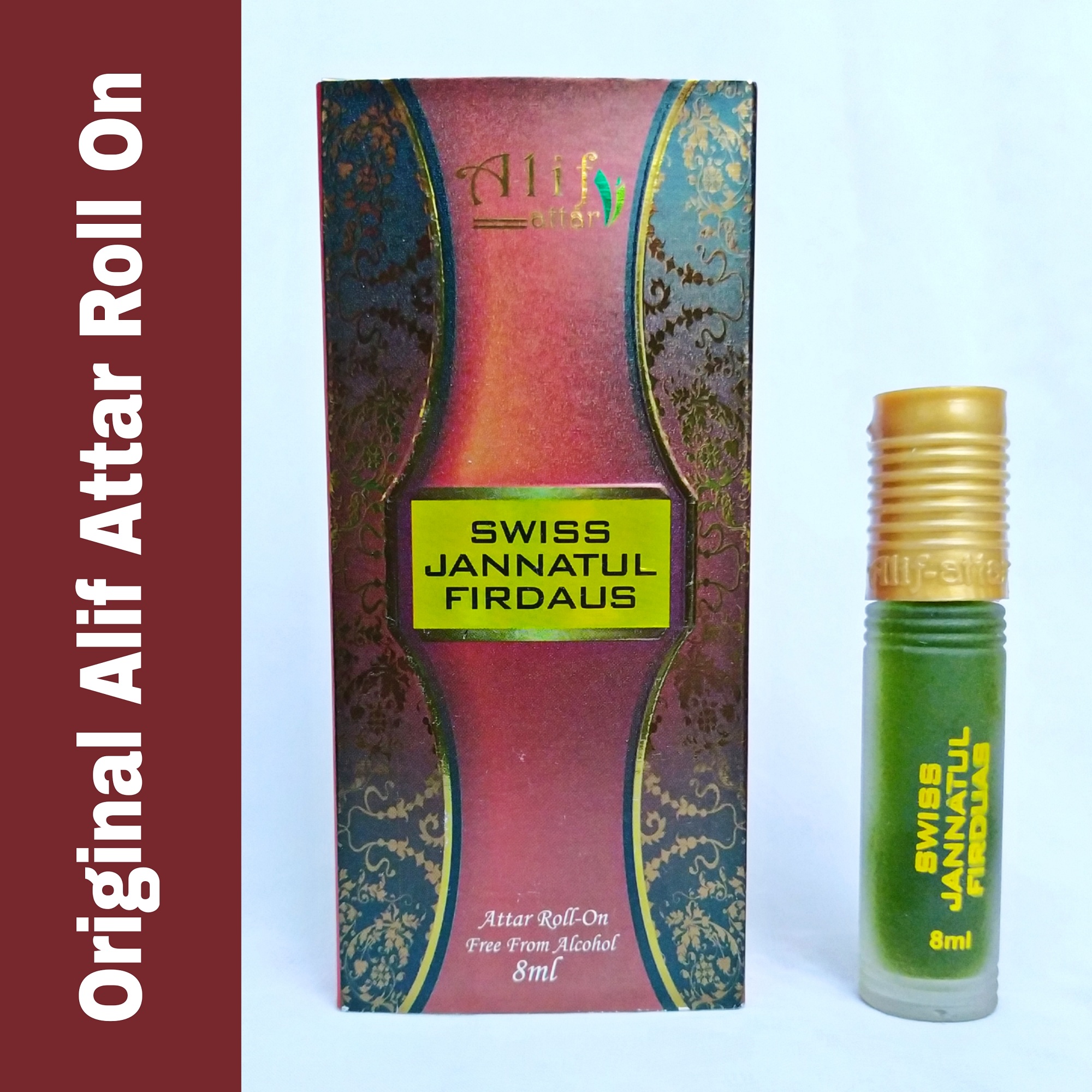 Alif Swiss Jannatul Firduas Attar Long Lasting Ferdaus Roll On Ator Non Alcoholic Perfume (Halal) - 8ml