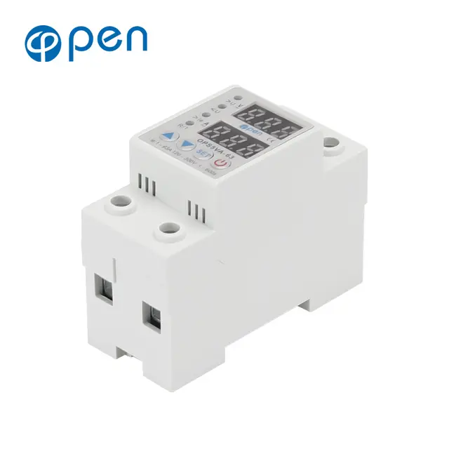 Adjustable over under voltage current protector 40A/63A- genuine open brand digital circuit breaker. 