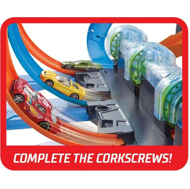 Hot Wheels FTB65 Corkscrew Crash Track Set Hot Wheels Corkscrew Crash Track Launch Set with One Vehicle. 
