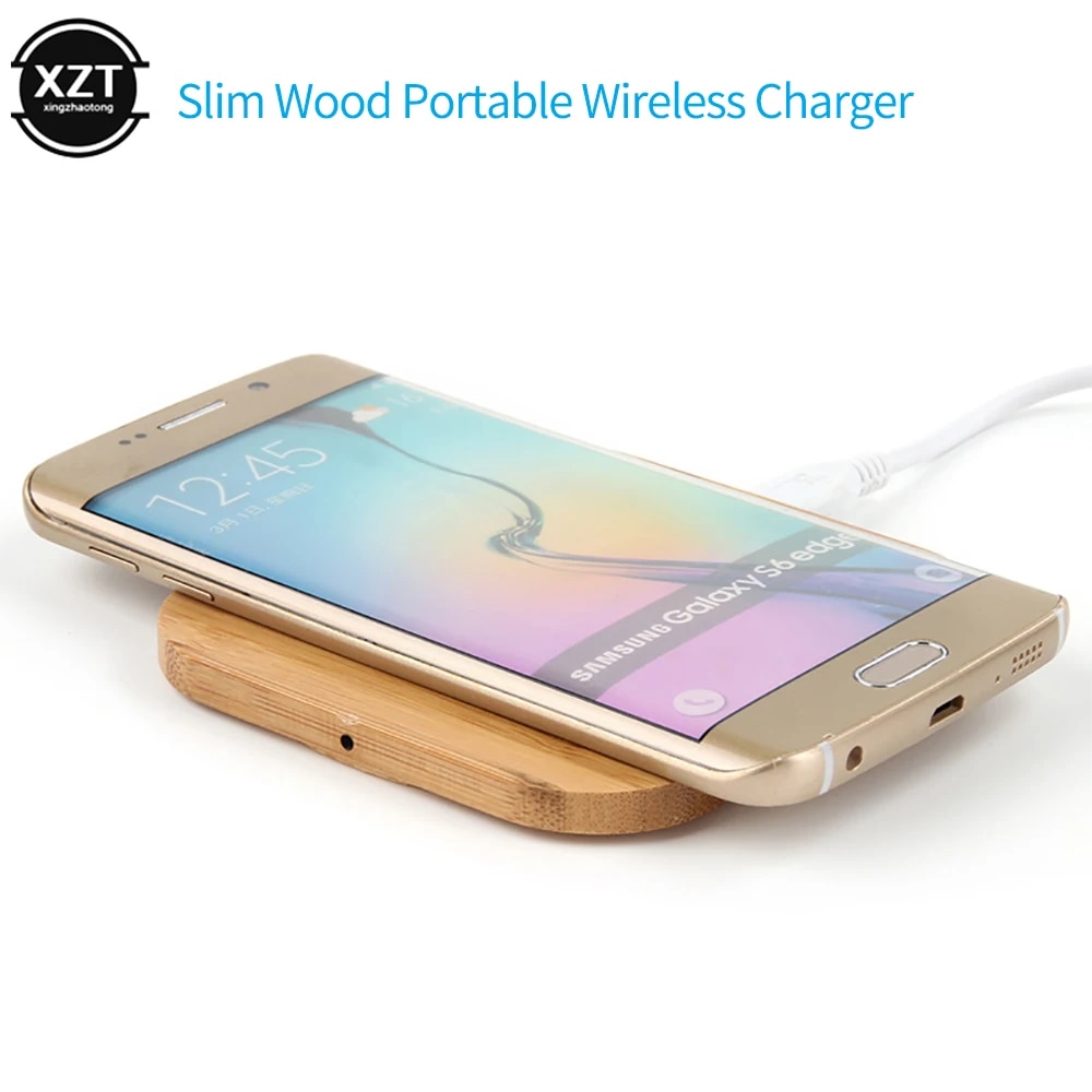 Portable Qi Wireless Charger Slim Wood Charging Pad For Apple iPhone 8 Plus X Charger For Samsung S6 S7 S9 S8. 