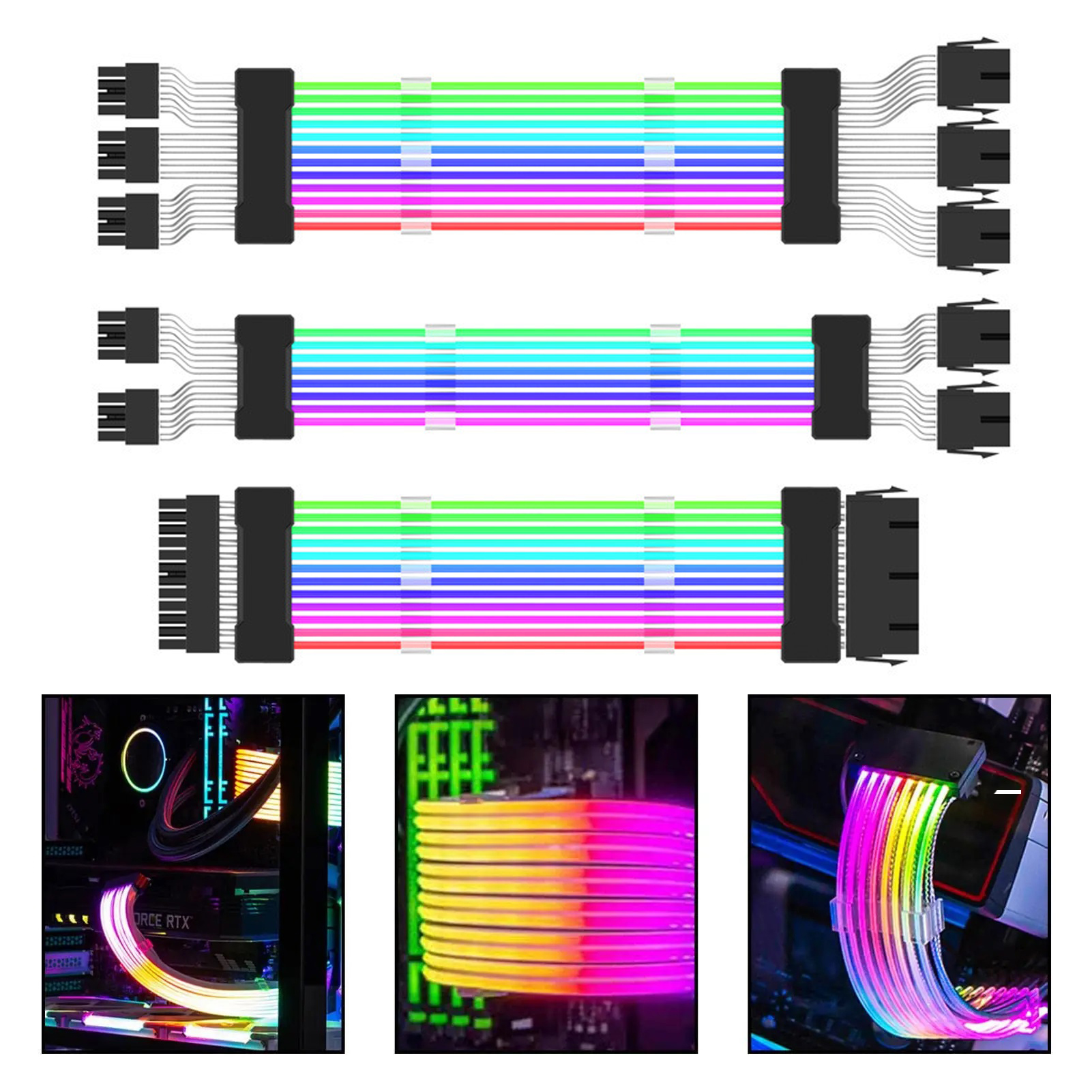 Motherboard RGB Extended Pin Power Cord Pin 6+2 GPU 8n PCIEX 24PiARGB PSU Power Extension Cable RGB Flow AT Long Cable