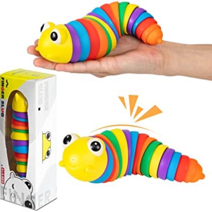Fidget Slug 3D Printed Articulated Slug Fidget Toy Articulating Stimulation Toy Stress Relief Sound Sensory Toy Sensory Slug (Origin Suitable for Ages 3+). 
