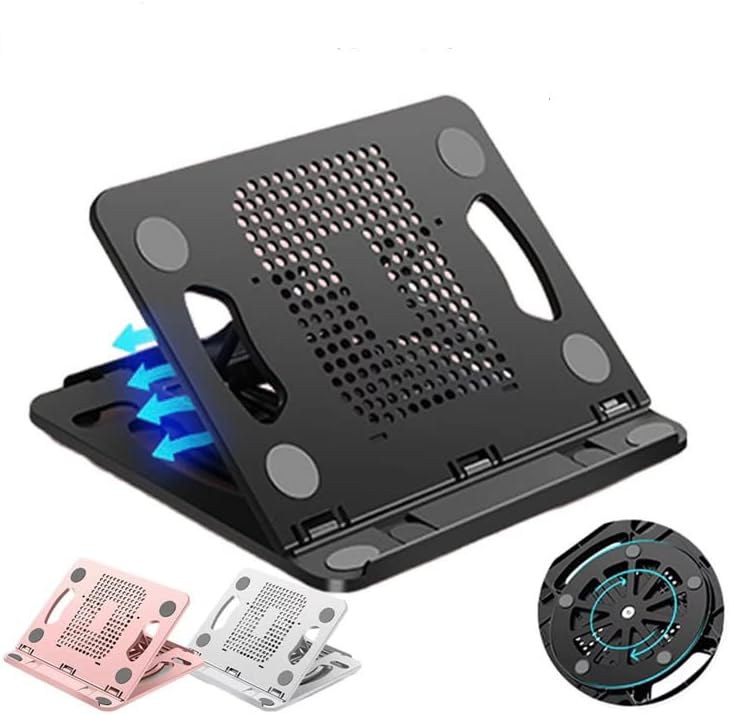Rotary Adjustable Laptop Stand Laptop Tablet Cooler Pad Desktop Notebook Holder Universal Foldable Tablet Bracket Cooler Support All 9 10 11 12 13 14 15 15.6 inch Laptop Tablets