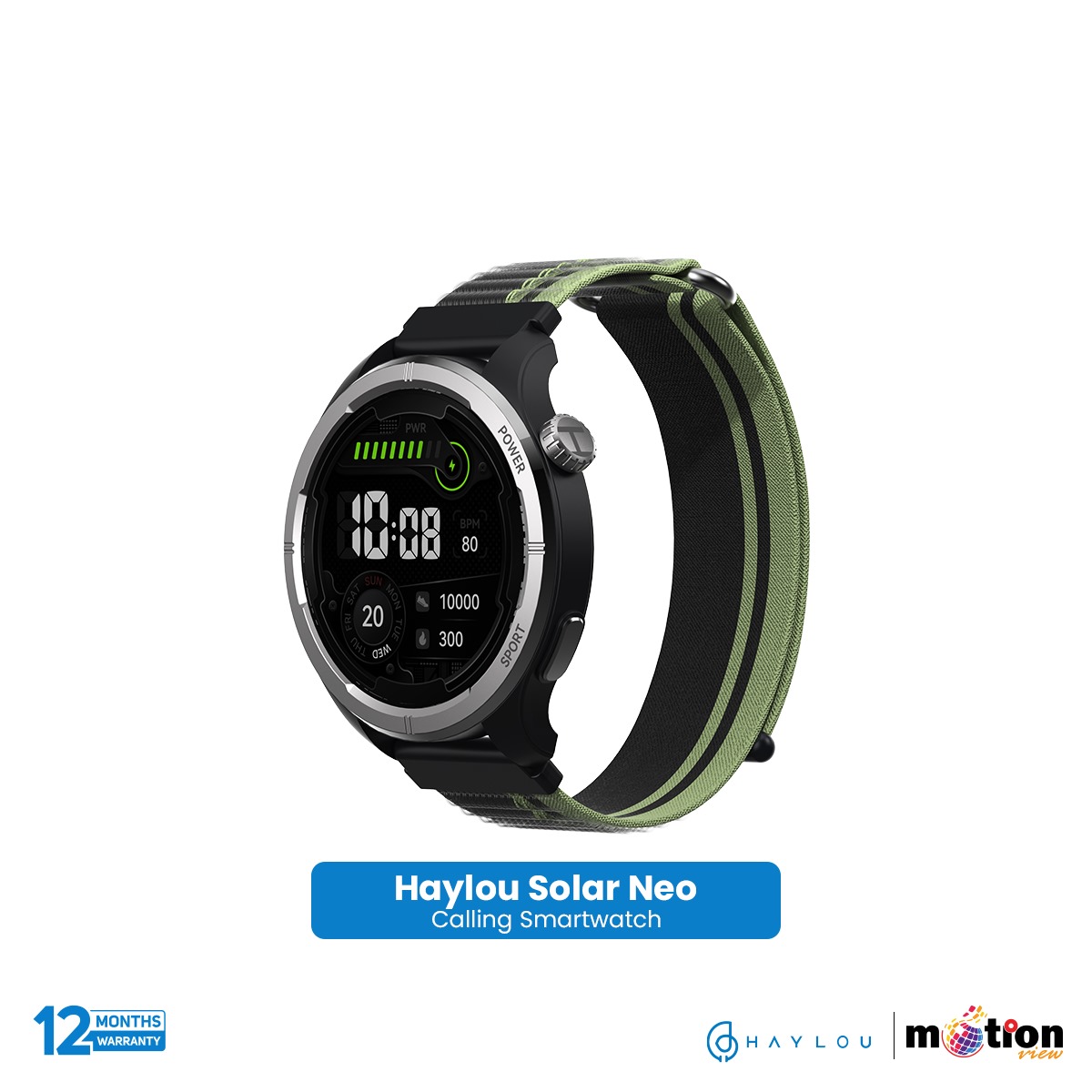 Haylou Solar Neo 1.53" Bluetooth Calling Smart Watch (Double Strap). 