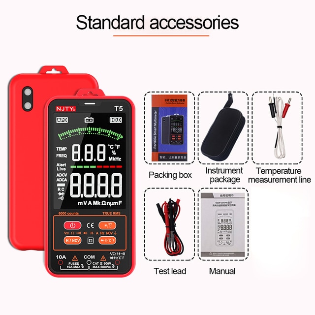 Digital Multimeter 9999 T-RMS 3.5"LCD Color Display DC Voltage Capacitance Ohm Diode multimetro NCV Hz Live wire Tester. 