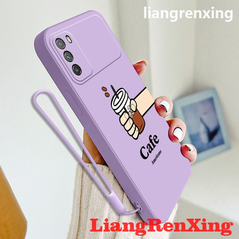 Casing Xiaomi Poco M3 phone case softcase liquid silicone protector smooth shockproof bumper cover new design coffee aesthetic ytsnkf02