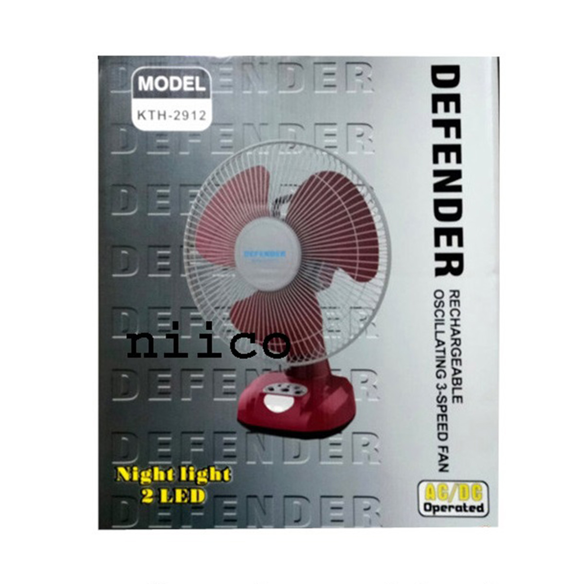 Ultimate Rechargeable Fan kth Defender/Kennede  Multi-Function 12" Fan Model-ktH2912. Stay Cool and Comfortable Anywhere(10 Year Life Time). 