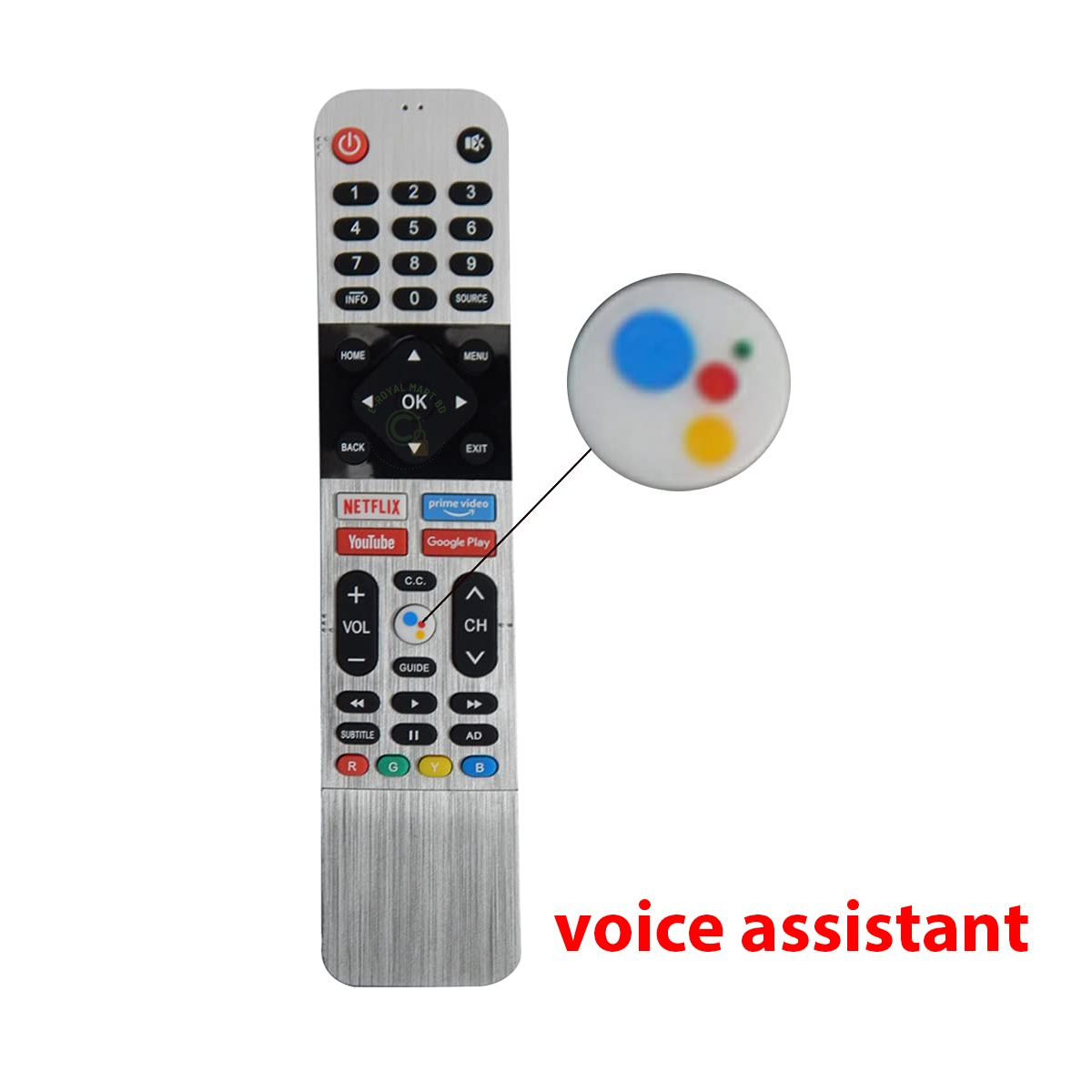 VISION TV Remote Control with Google Assistant, Bluetooth Voice Command Remote Android tv with Netflix Prime Video YouTube. 