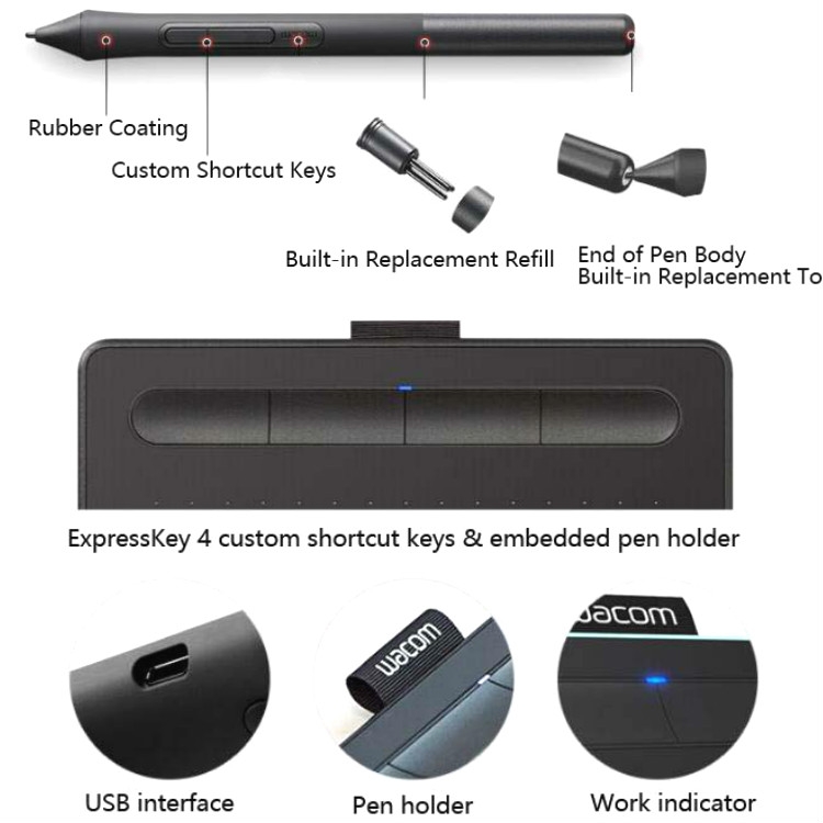 (New)Wacom CTL-4100 Tablet Intuos Hand-Painted Board Computer Drawing Board Handwriting Board. 